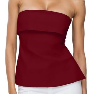 Elegant Red Strapless Top